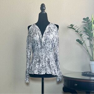 All Saints Black and White Patterned Blouse